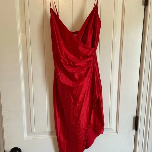 strapless open back dress Dallas Side Slit Dress (Red)  Shop Israella